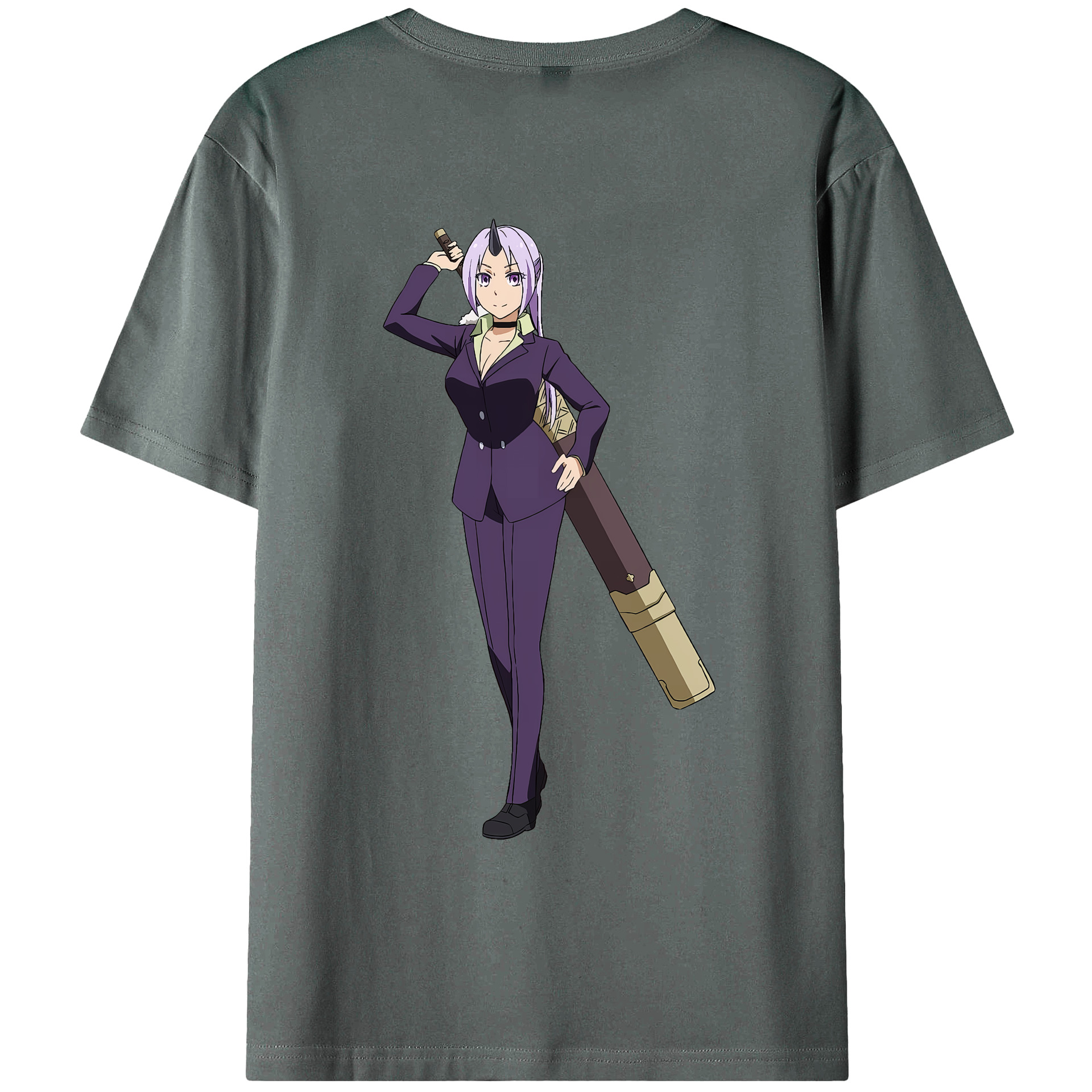 （画像用） 転スラ Regarding Reincarnated to Slime 綿100％ メンズ半袖Tシャツ（バックプリント） 通気性